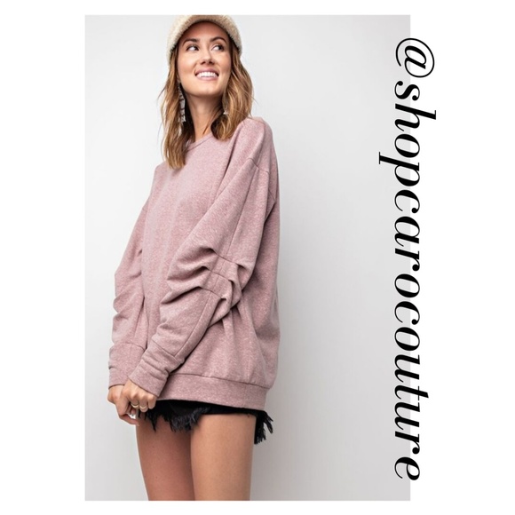 LAST 1!! Easy Pullover Sweatshirt in Mauve - Picture 4 of 8